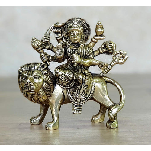eSplanade Brass Maa Durga/MATA Rani Idol, Statue, Moorti, murti for Home Mandir and Home Decor (4.6 Inches & 6.5 Inches)