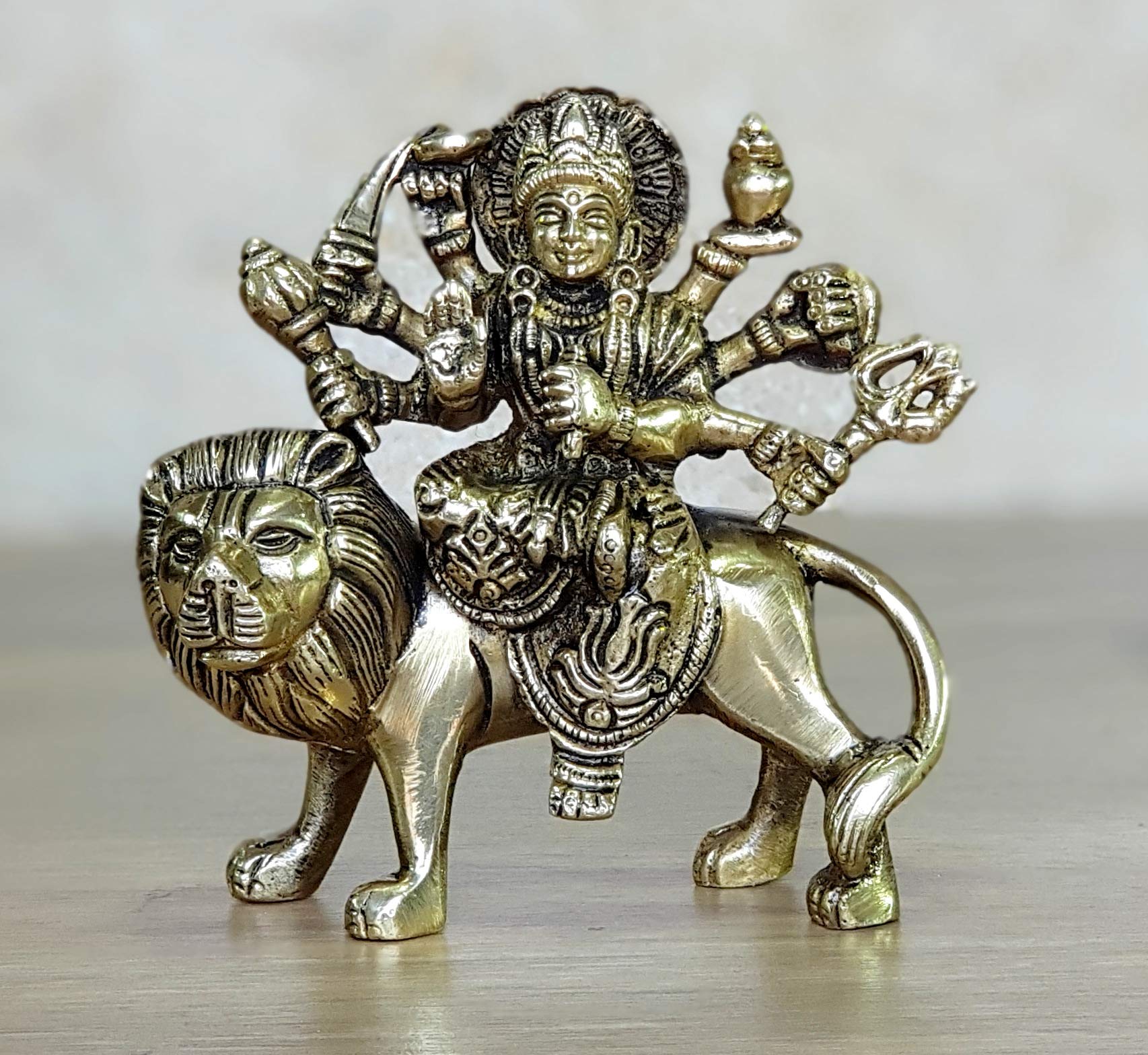 eSplanade Brass Maa Durga/MATA Rani Idol, Statue, Moorti, murti for Home Mandir and Home Decor (4.6 Inches & 6.5 Inches)