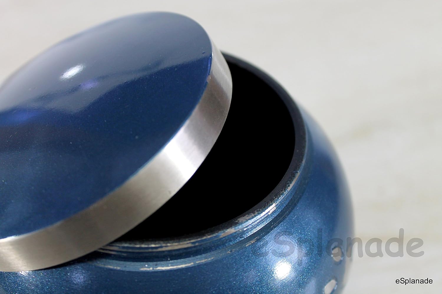 eSplanade Pet Cremation Urn Memorials Container Jar Pot | Brass Urn | Metal Urn | Burial Urn | Memorials Keepsake | Pet Dog Cat Urn (Blue)