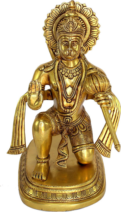 eSplanade Brass Hanuman Anjaneya Pavan Putra Bajrangbali Maruti Idol Murti Moorti Statue -11" inches