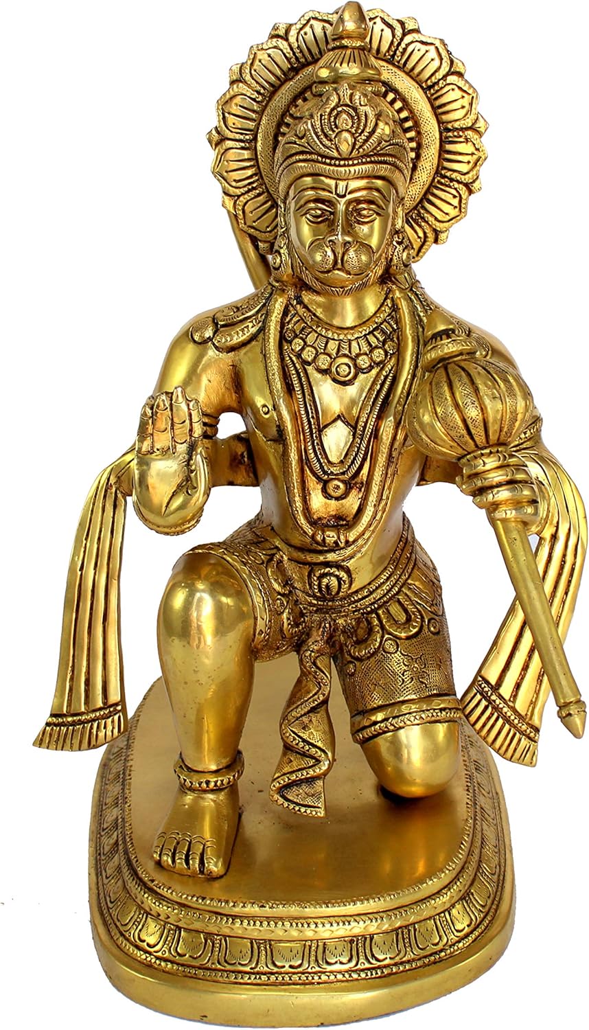 eSplanade Brass Hanuman Anjaneya Pavan Putra Bajrangbali Maruti Idol Murti Moorti Statue- 11", 4.75", 9.5"
