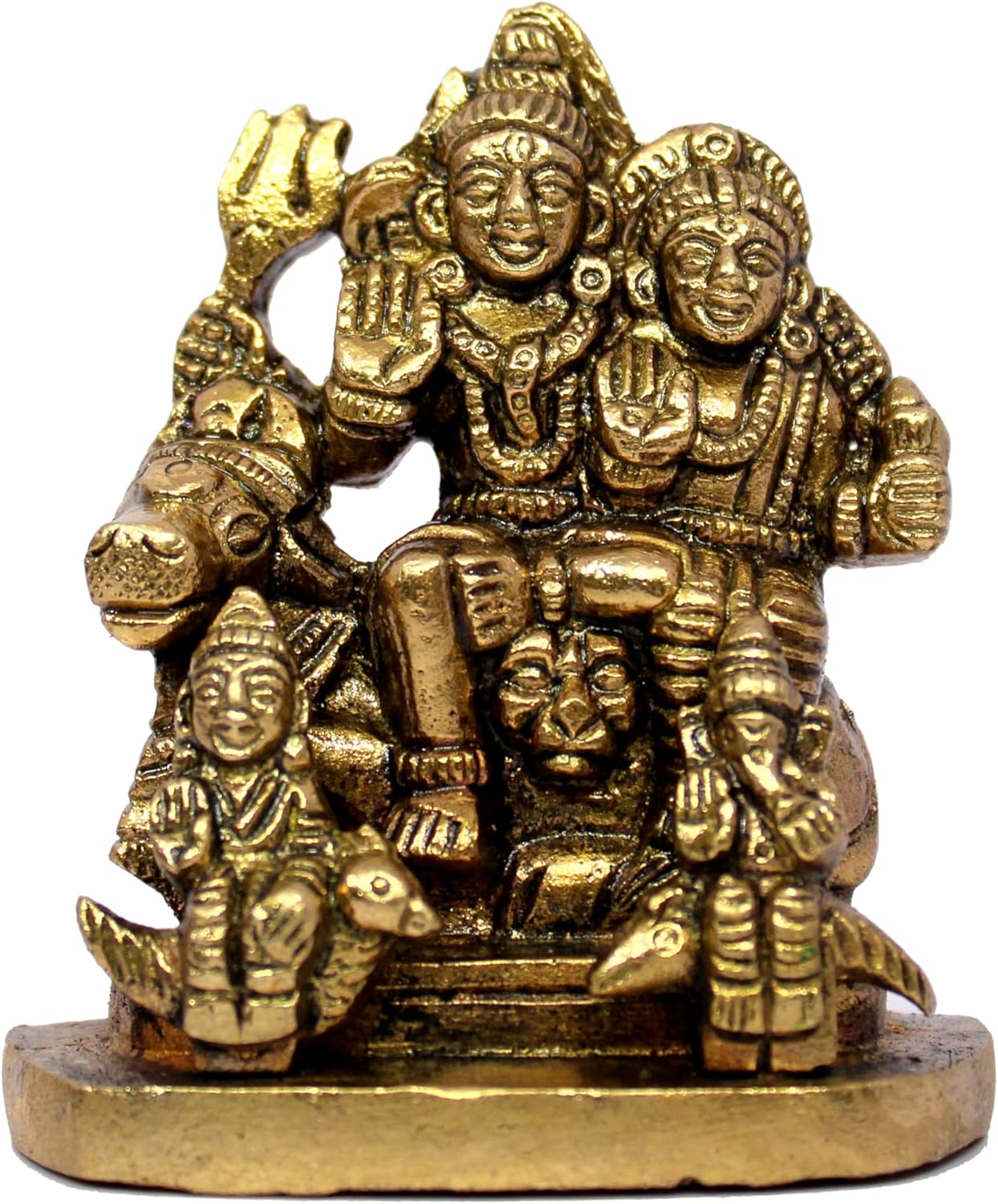 ESPLANADE Brass Shiv Parivar Idol Car Dashboard God Idol for Home for Desk Decor | Antique Decor Item | Home Decor Gift Showpieces