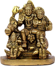 eSplanade Brass Shiva Parvati Pariwar - Shiva Family | Shiva Bholenath Shankar Parvati Ganesh Ganesha Nandi Family Murti Idol Statue Sculpture - Small Size - 2.25" inches