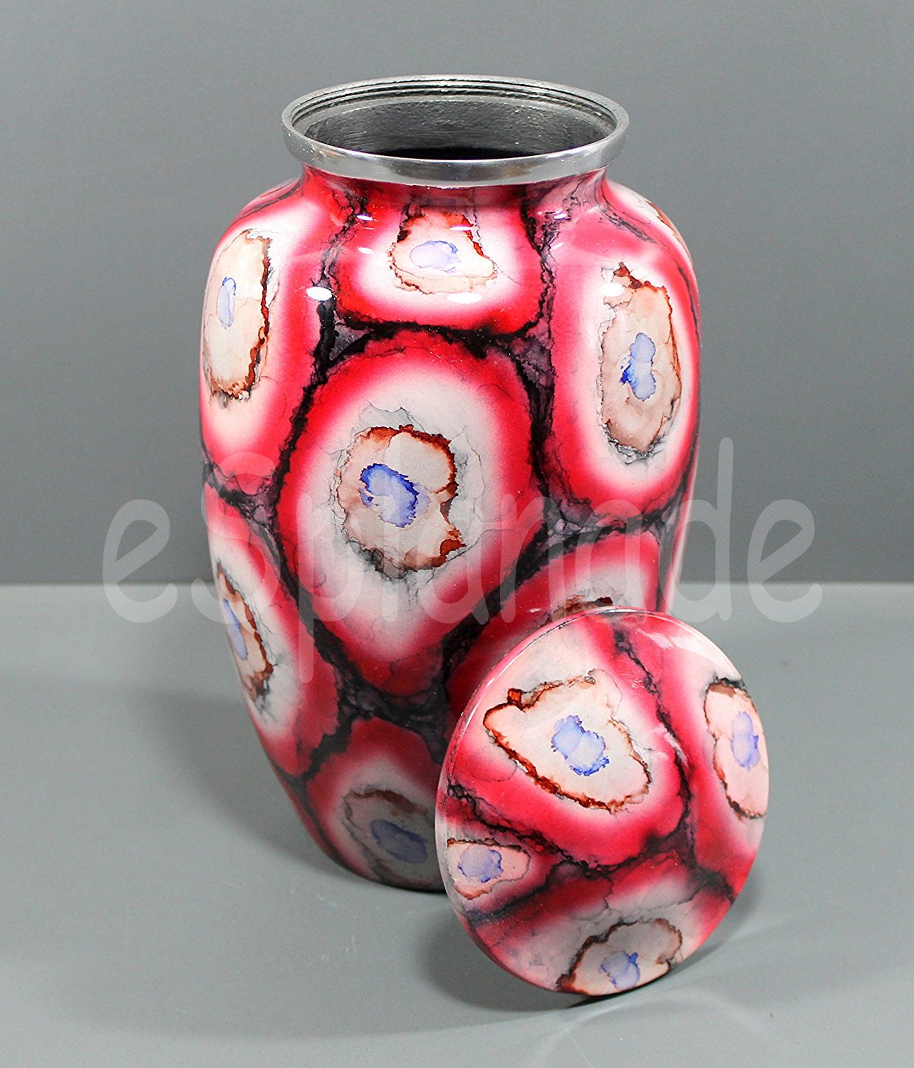 eSplanade Cremation Urn Memorial Human Ashes Container Jar Pot | Burial Funeral Urns |Red-10 Inches