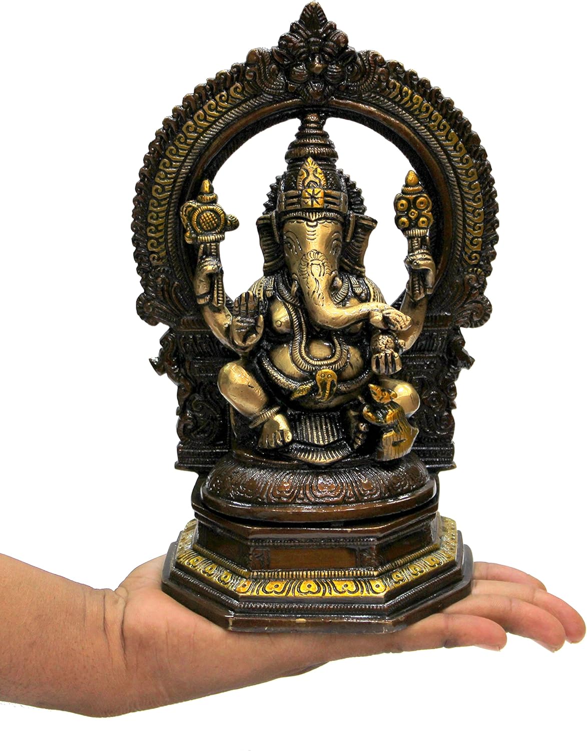 eSplanade Brass Laxmi Lakshmi Ganesh Ganesha Idol Murti Statue Sculpture - 9.75" Inches - Multi