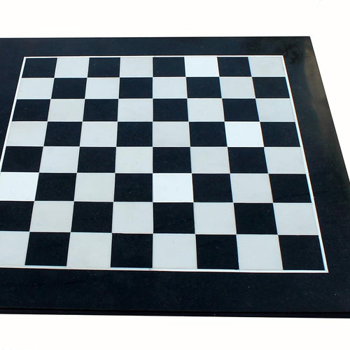 StonKraft - Collectible Black Natural Granite Stone & White Marble Chess Board without Pieces - Appropriate Wooden & Brass Chess Pieces Chessmen available separately by Brand- 12