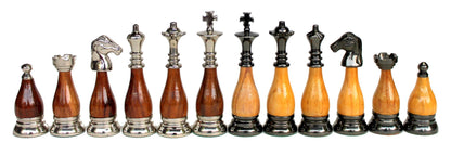 StonKraft Brass Wooden Chess Pieces Pawns Chessmen Figure Figurine Pieces Coins (3.5" King)