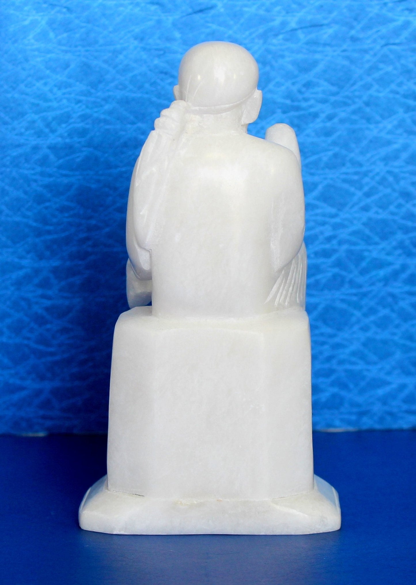 6 Inch Indian White Marble Stone Saibaba, Sai Ram, Sairam, Sai Baba Statue Murti Idol