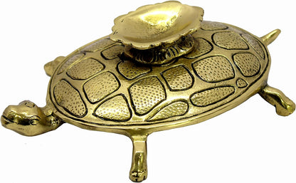 ESPLANADE Brass Tortoise Turtle Figurine Shankh/Conch Holder | Home Decor | 7.5" Inches