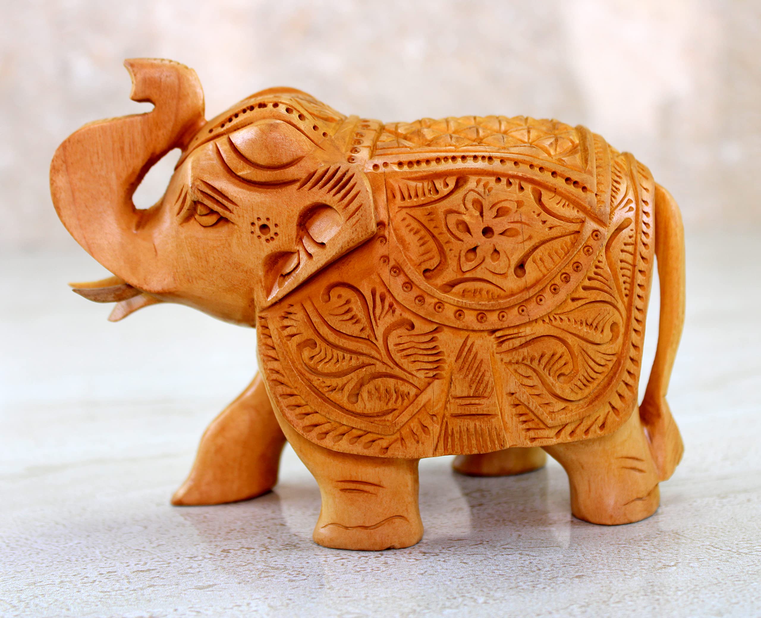 eSplanade Wooden Elephant Sculpture or Showpiece Baby Inside Mother's Tummy Feng Shui Vastu Brings Goodluck Home Decor (Large)