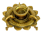 eSplanade - Brass Lotus Shaped Round Dancing Ganesh Diya | Oil Lamp | Home Decor | Brass Diya | Brass Deepam | Brass Lamps | Kuthu Vilakku | Oil Lamp, Lamps for Home and Office
