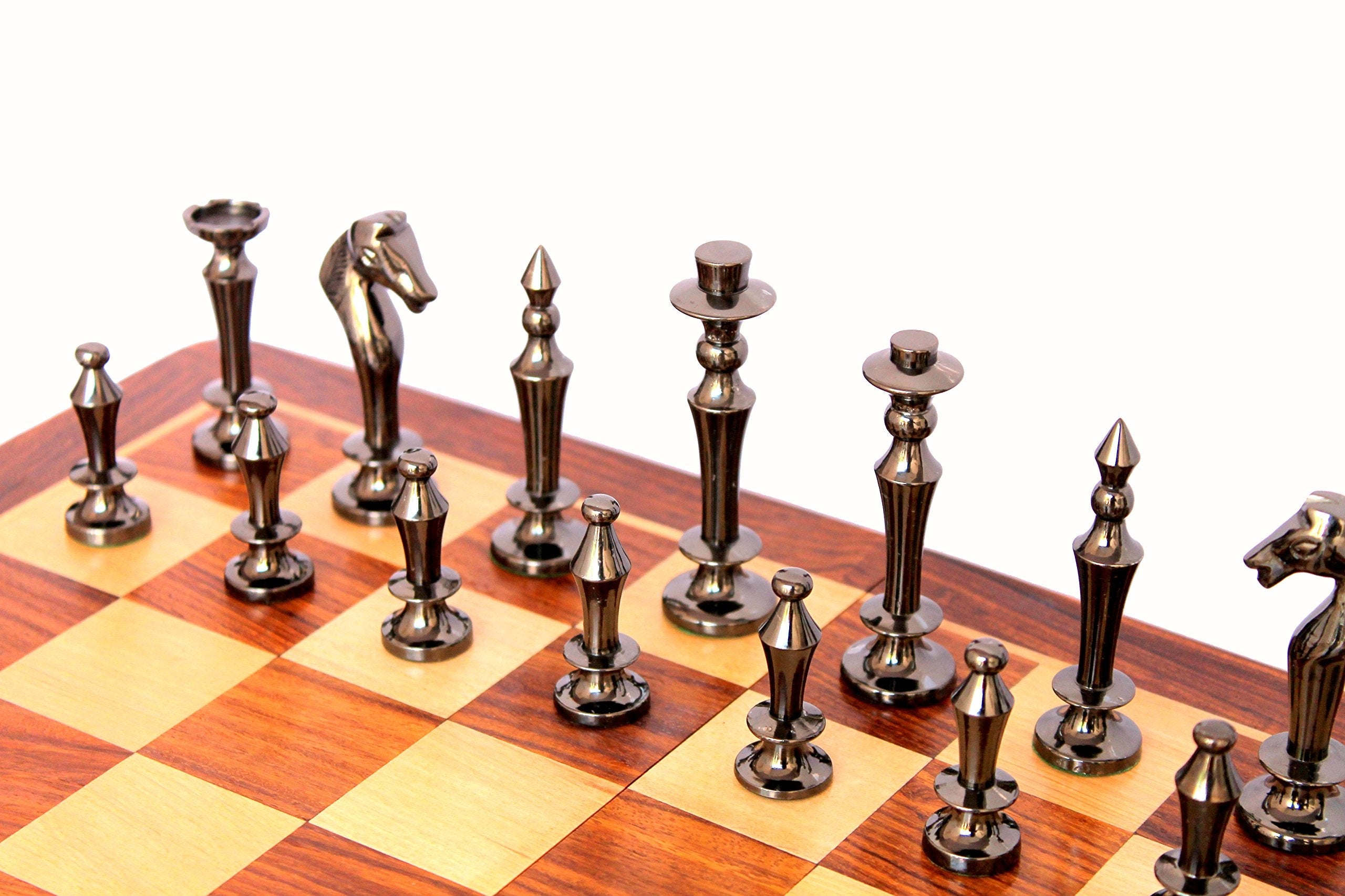 StonKraft 14" X 14 Wooden Chess Game Board Set + Brass Chess Pieces Staunton, best gift idea for birthday and Christmas