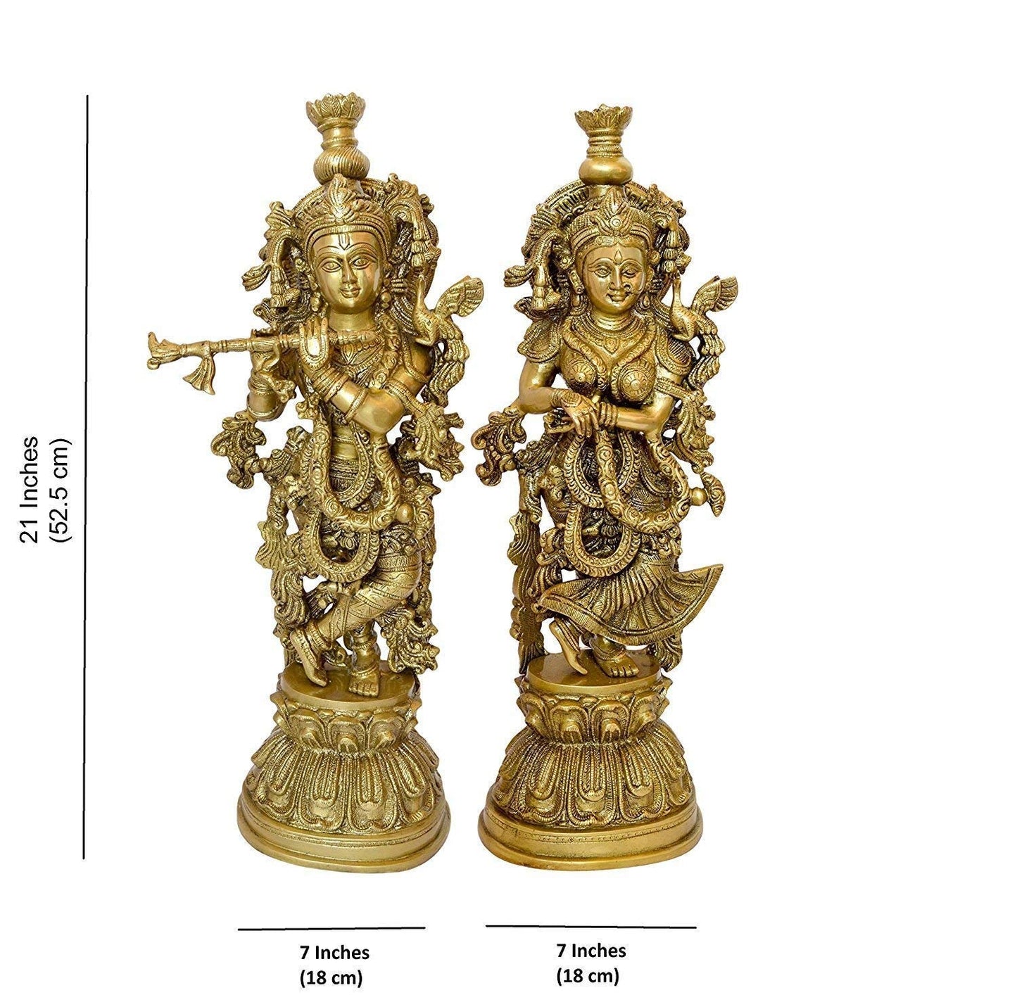 eSplanade - Brass Radha Krishna - Big Size - Brass Radha Idol Statue Sculpture (21") (Krishna Antique)