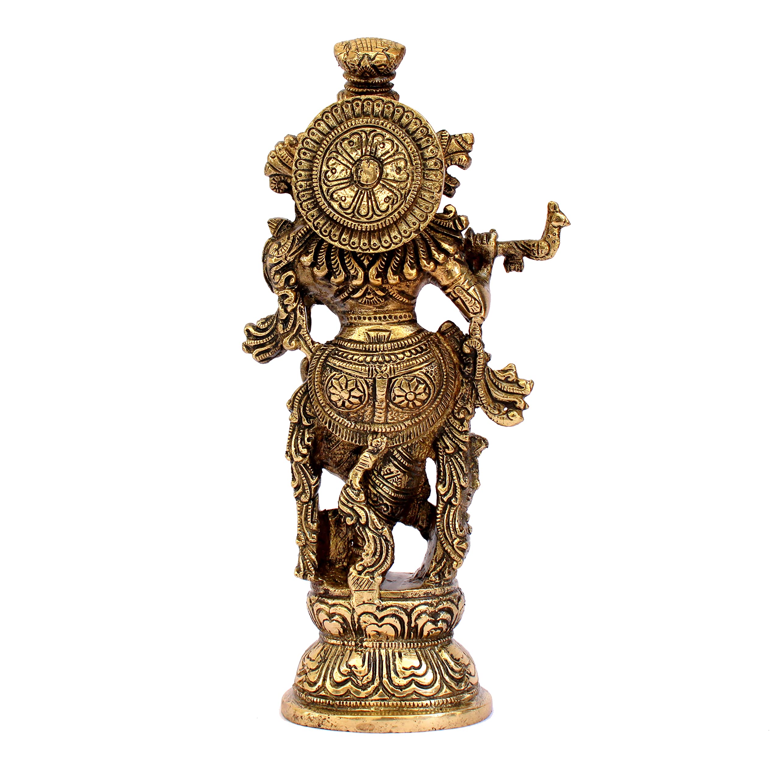 ESPLANADE Brass Krishna Krishan Murti Idol Statue Sculpture | Pooja Idols | Home Decor - Golden - 9.25" Inches