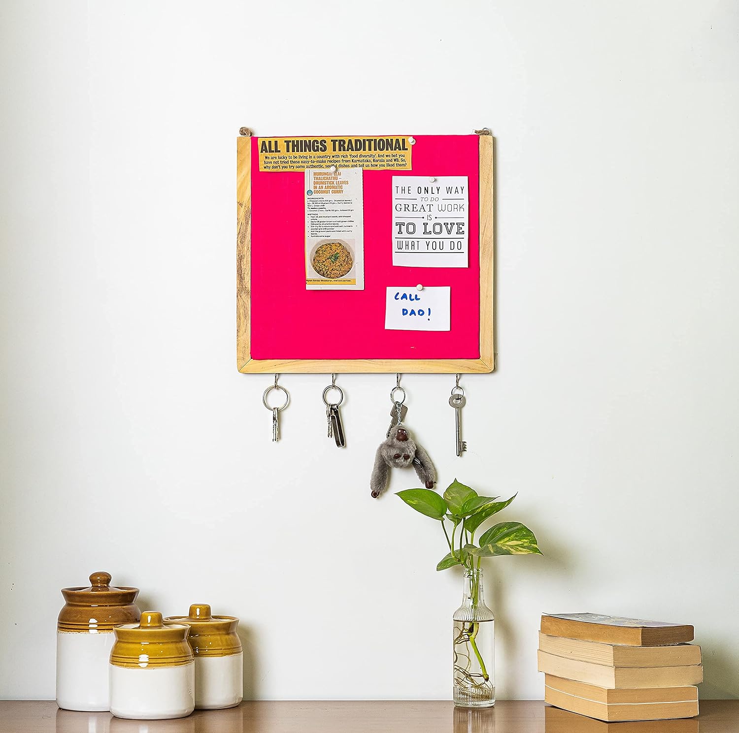 IVEI Smart pin Board and Key Holder Combination - Organizer Boards - Orange Bulletin Board