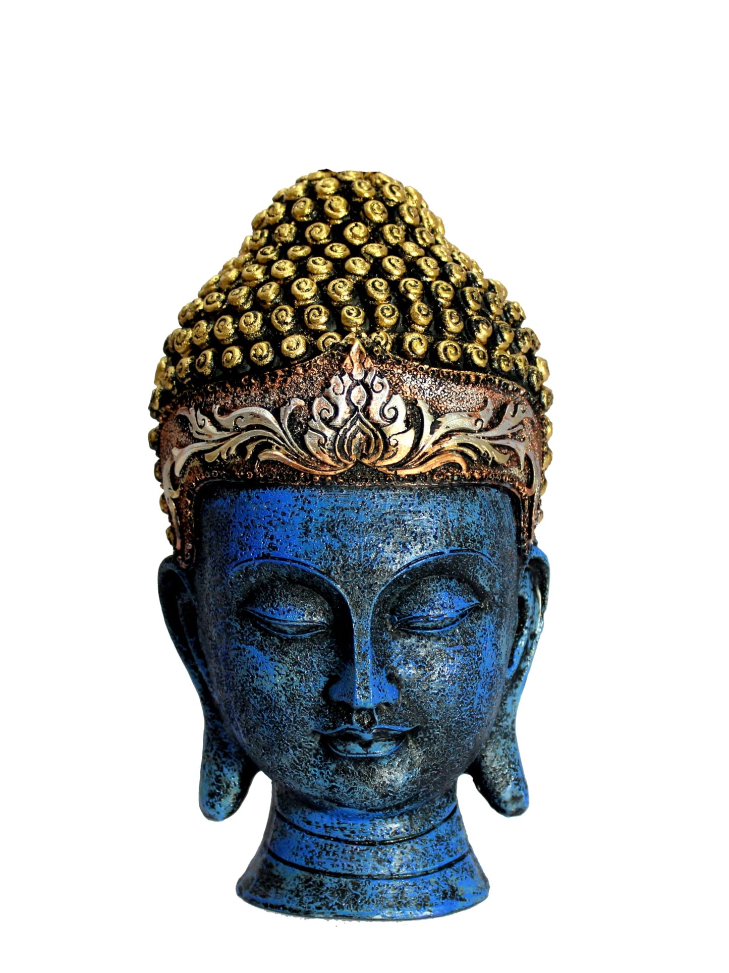 eSplanade Buddha Head Statue for Home Decor | Resin Buddha Face Showpiece for Living Room, Meditation, Office Table Desk, Shelf | Tibetan Buddhist Idol | Zen or Yoga Figurine Gifts | Blue, 12 Inch