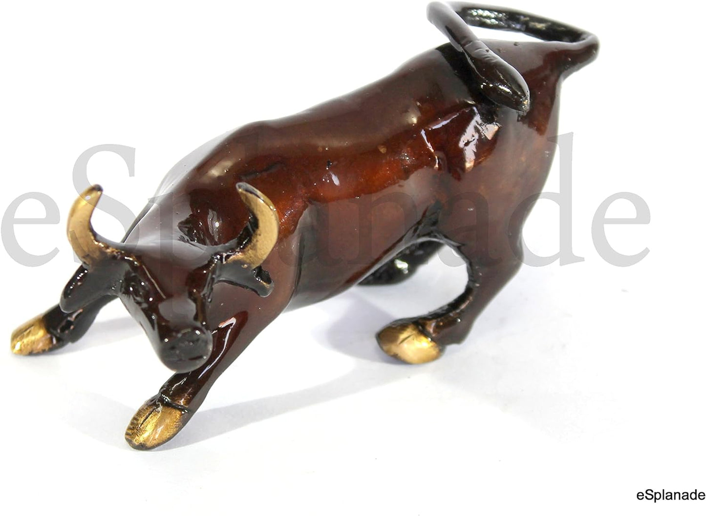 eSplanade Brass Charging Bull - Wall Street Charging Bull - Bowling Green Bull - 5" Inches Showpiece | Home Decor