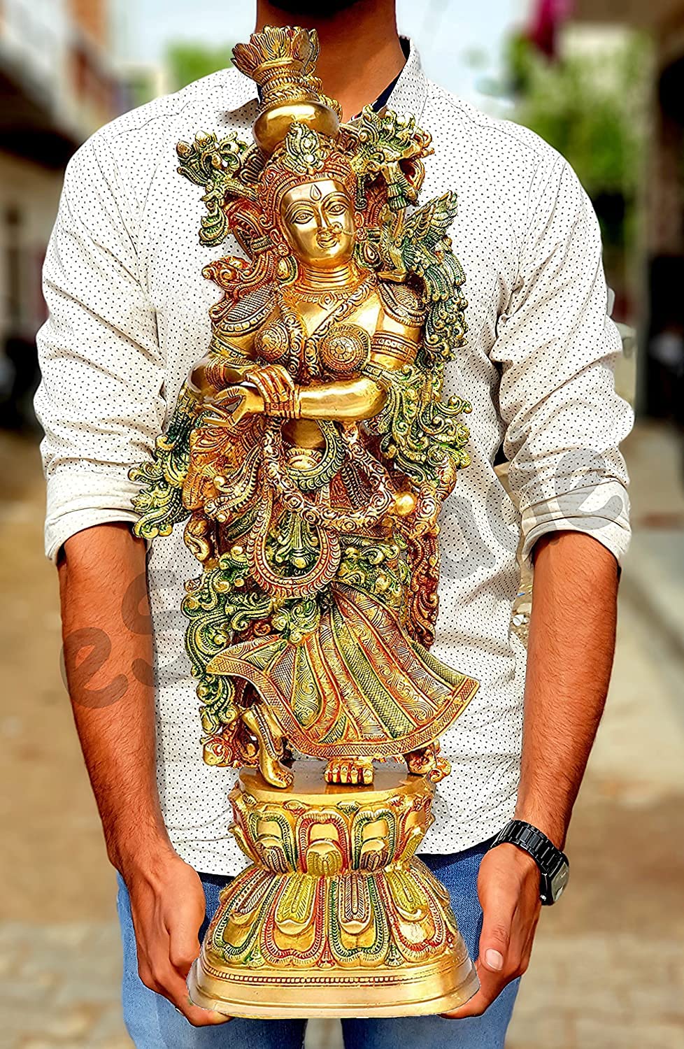 ESPLANADE - Brass Radha - Very Big Size - Brass Radha Murti Idol Statue Sculpture (29") (Very Big Radha)