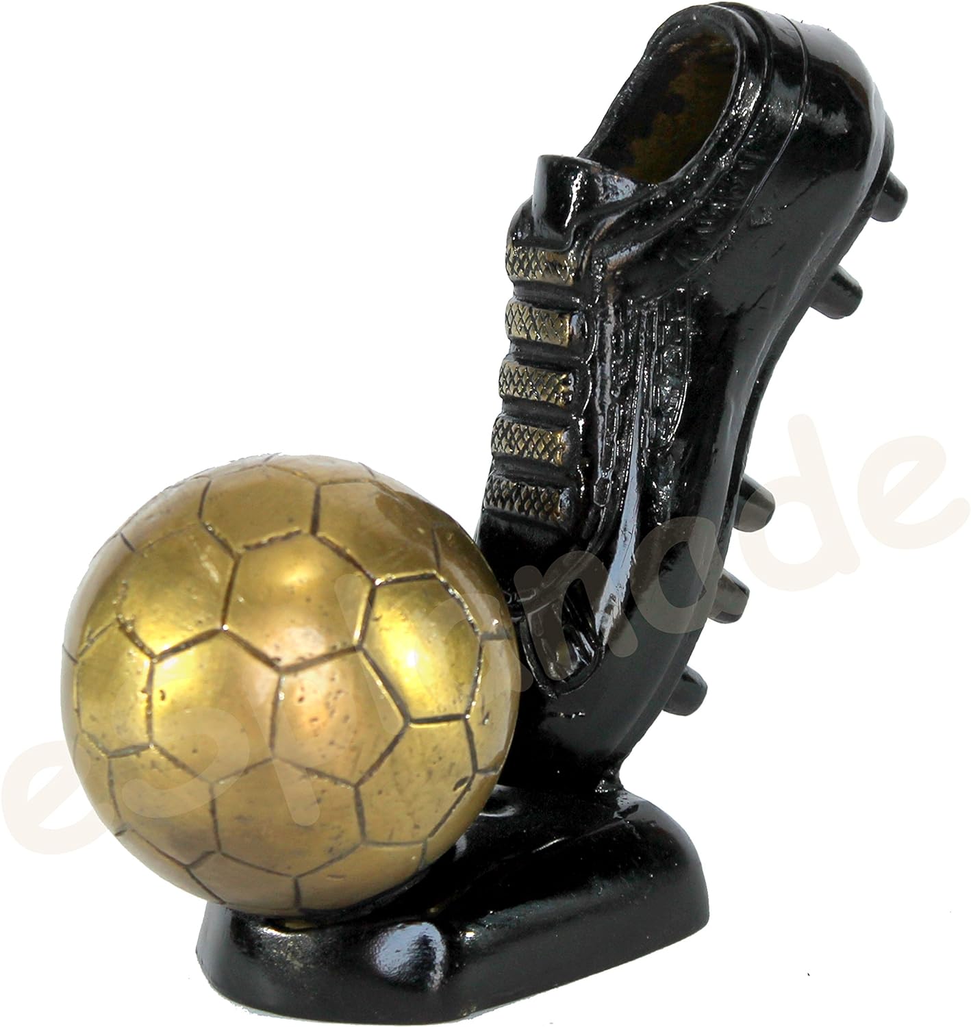 Brass Decorative Soccer Ball and Shoe Showpiece | Home Decor | Brass Sculpture | World Cup Golden Boot Trophy Look-alike | European Golden Shoe Look-alike