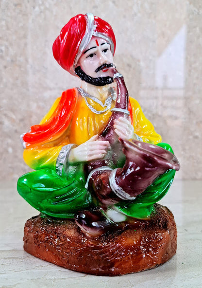 eSplanade Resin Rajasthani Punjabi Musical Folks Showpiece Figurine Sculpture (Set of 6) | Decorative Items - Home Decor | Multicolour - 6.6" Inches