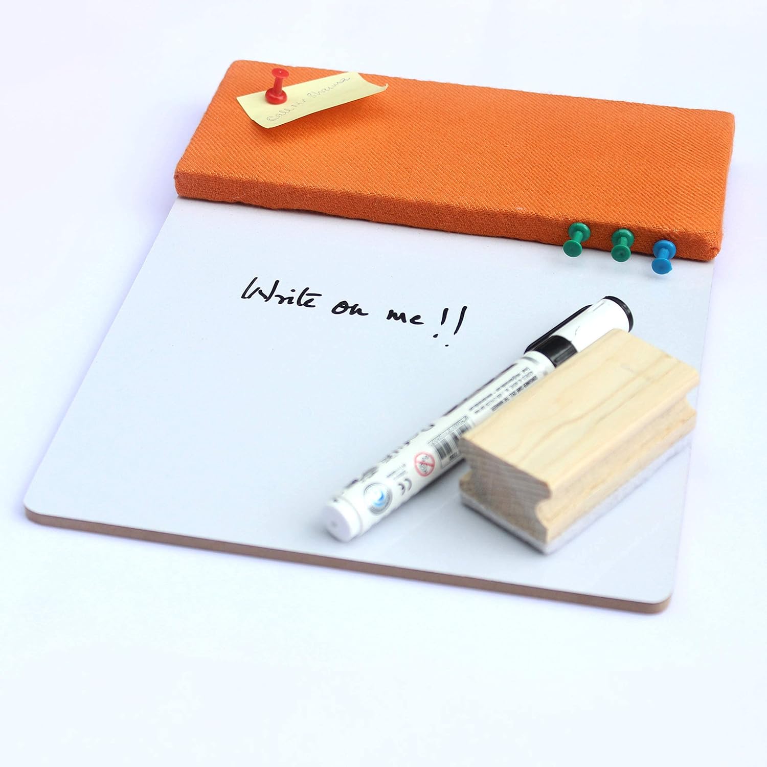 IVEI Combination Board - Pin Board and White Board Combo - Dry Erase Board - Bulletin Board - Wall Hanging Dual White Board & Pin Board for Kids Study Room, Office, School, Home - Pink, Orange, Blue