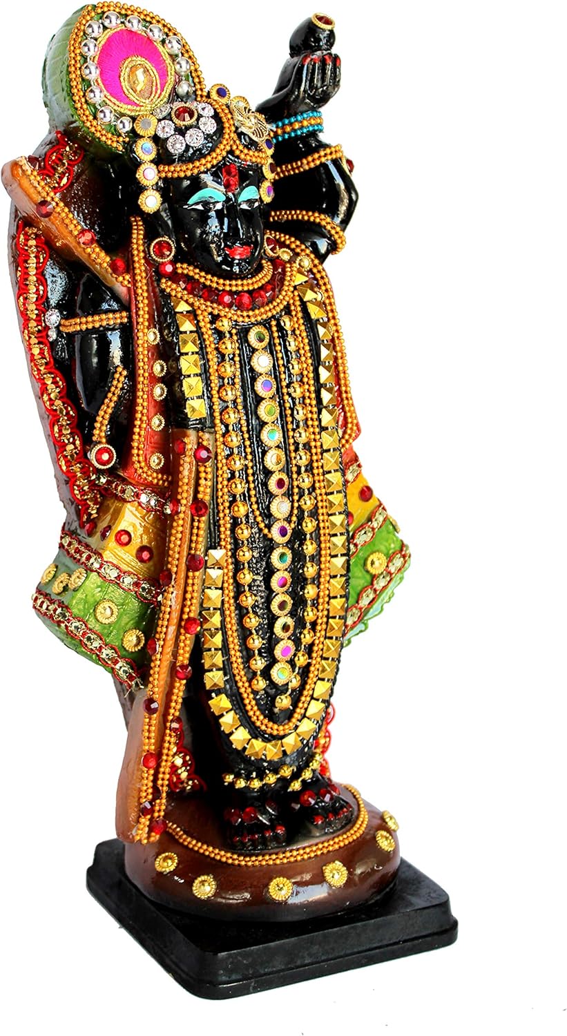 eSplanade Resin Shrinath Ji Bankebihari Krishna Statue - 12.5 inches & 10 inches | Idols for Home Puja Place