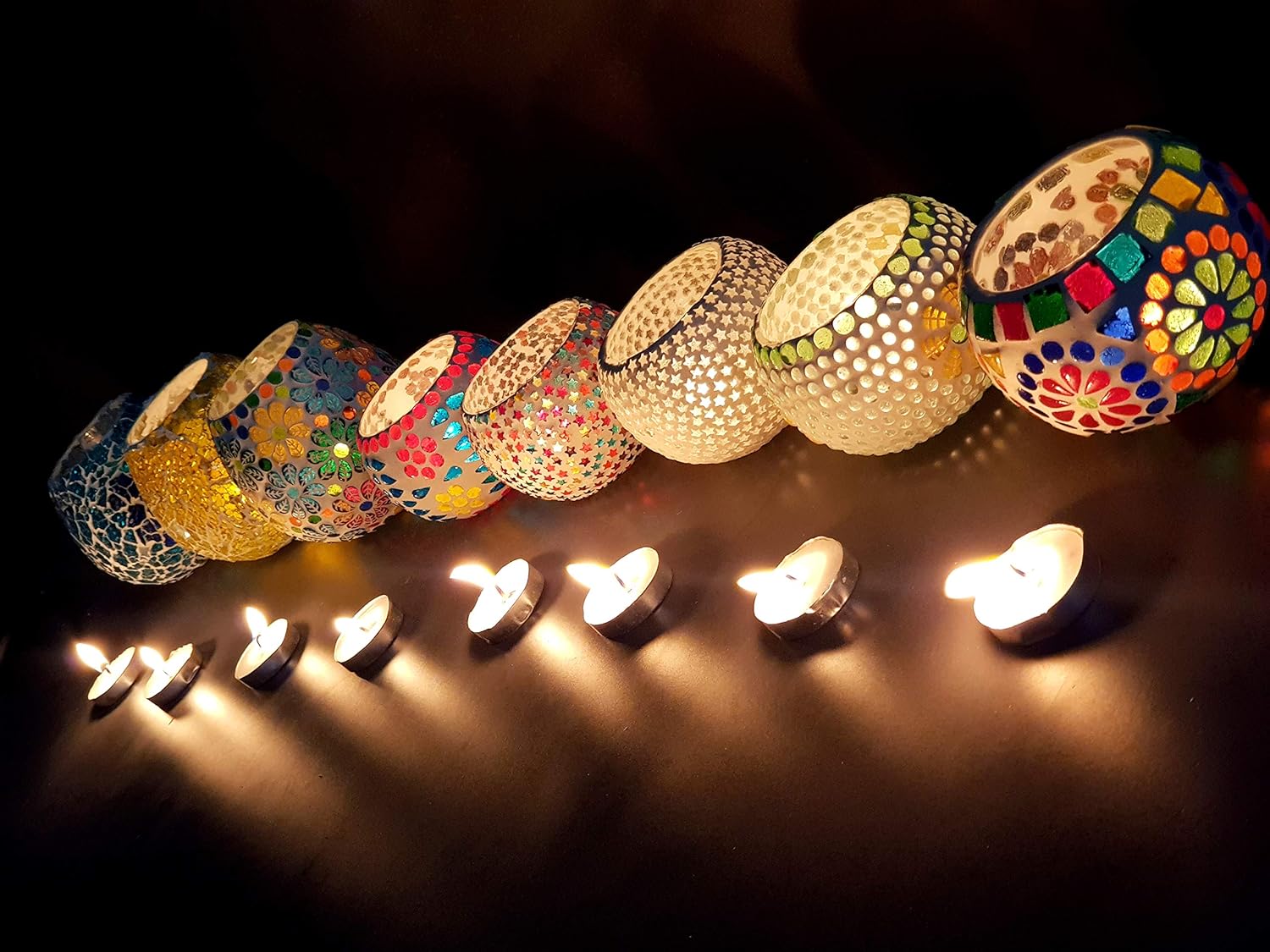 eSplanade Tealight Tea light Votive Candle Holders Votive - Glass (Set of 2) Multicolor