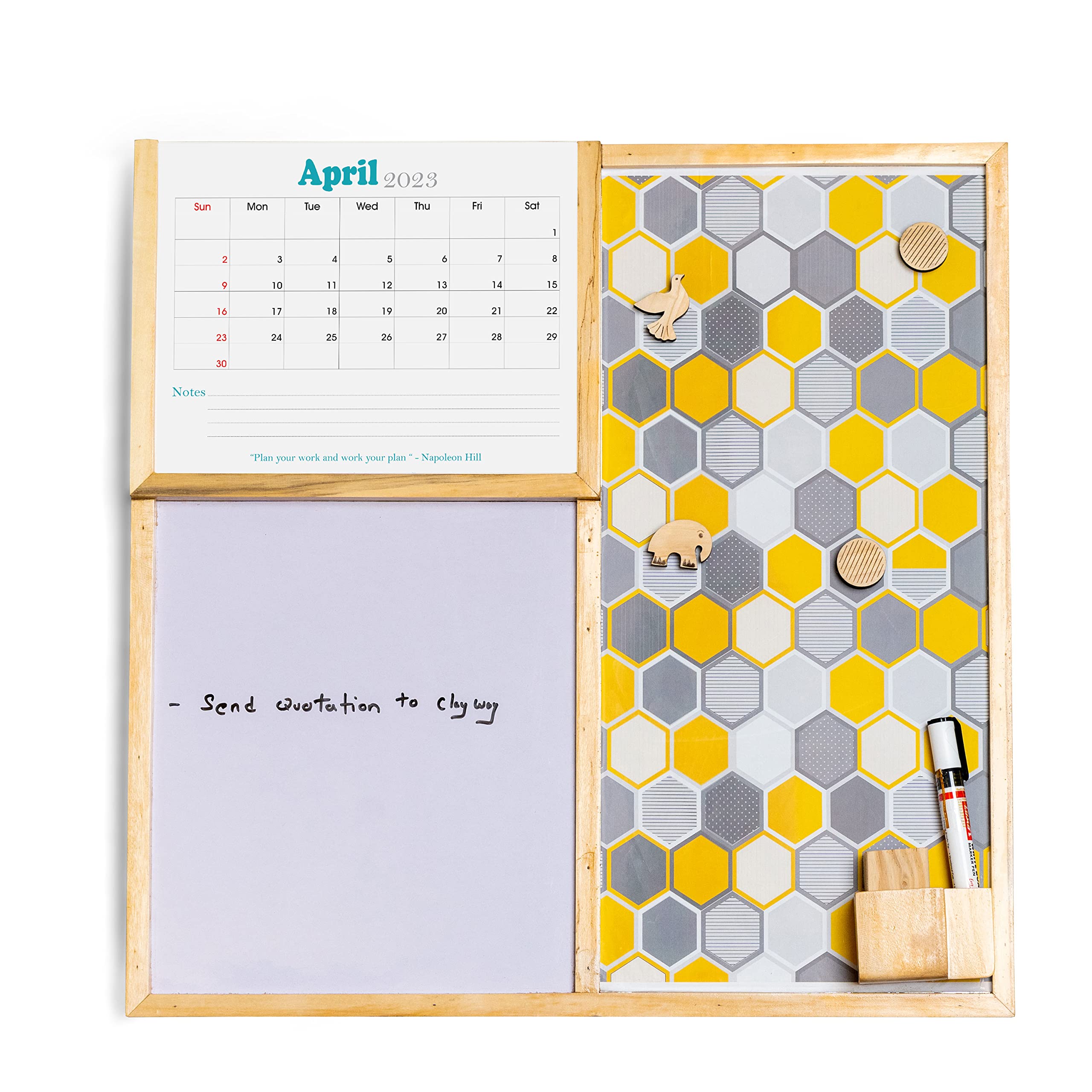 IVEI Combination Board with Magnet Board, Planner & Whiteboard -Innovative Organizer for Kids and Adults with Magnets to Do Boards, Best Gift for Home, Office, School- Green, Yellow