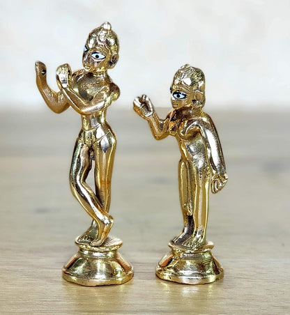 eSplanade - Brass - 4.25" - Pair of Brass Radha Kishan Krishna Murti Idol Statue Sculpture