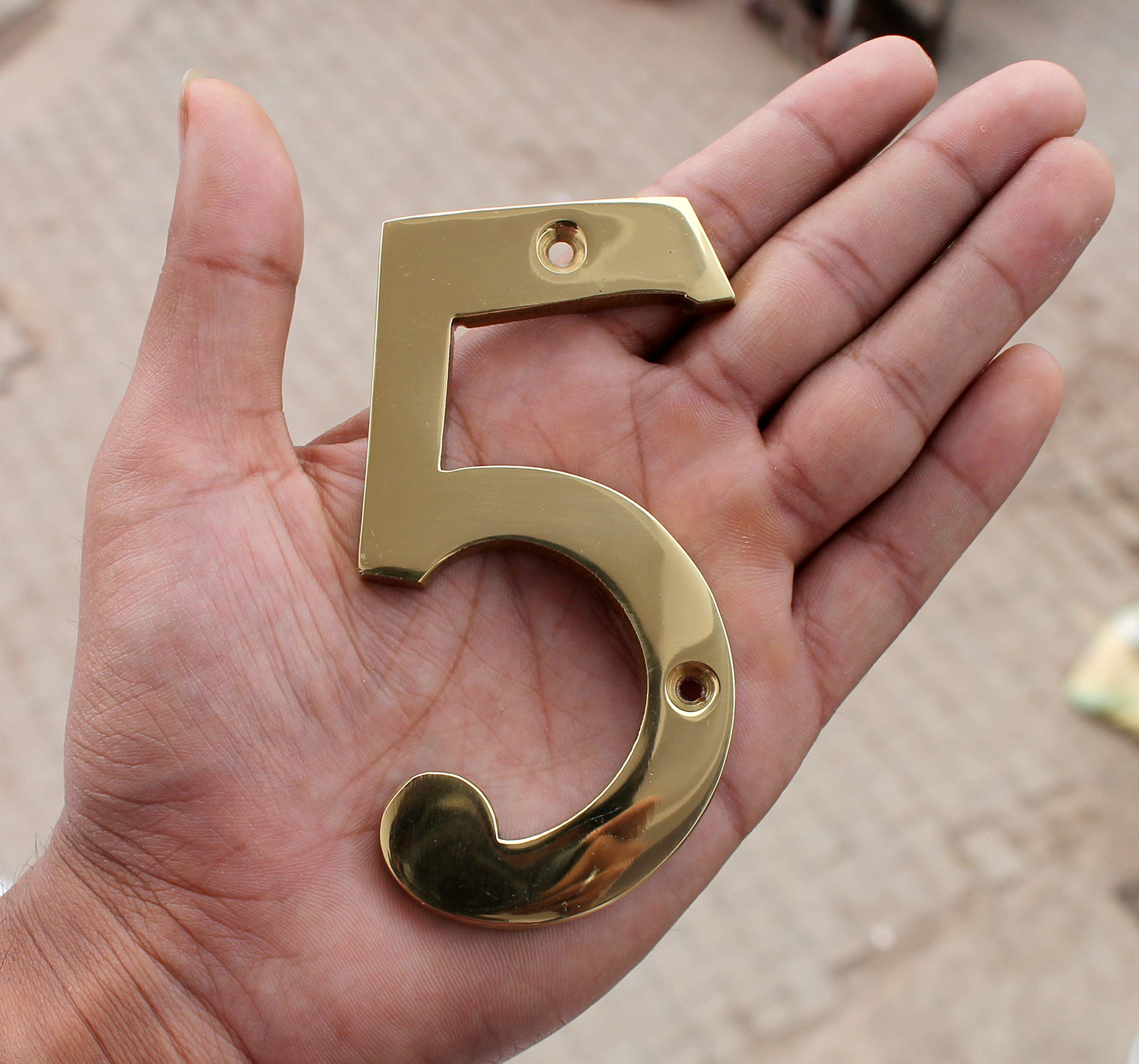 eSplanade 4" Brass House Hotel Door Number Plaque Numeric Numerical Digit 0-9