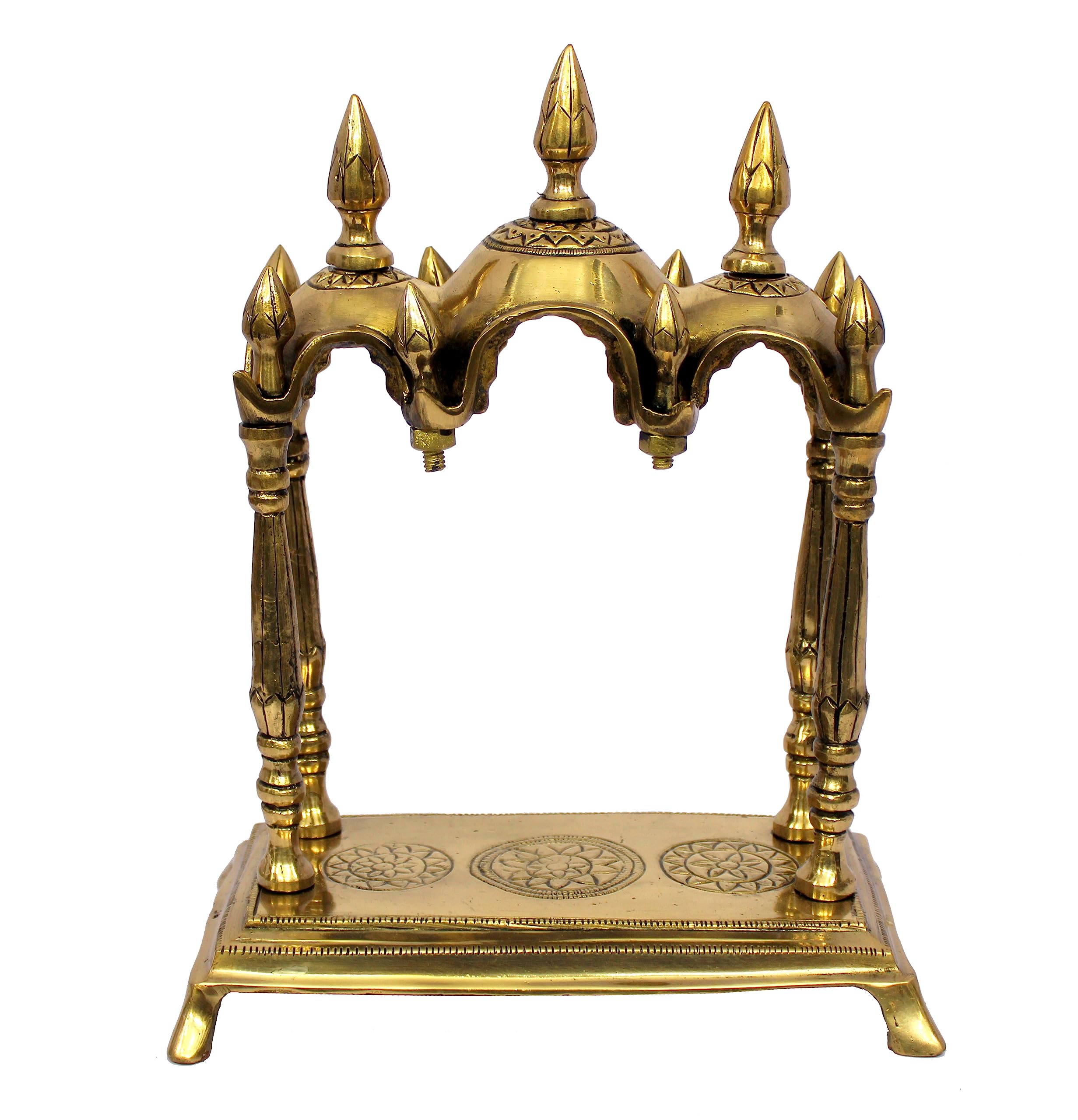 ESPLANADE - Brass 3 Domed Temple Mandir for Home - Puja Items - Home Decor - Golden