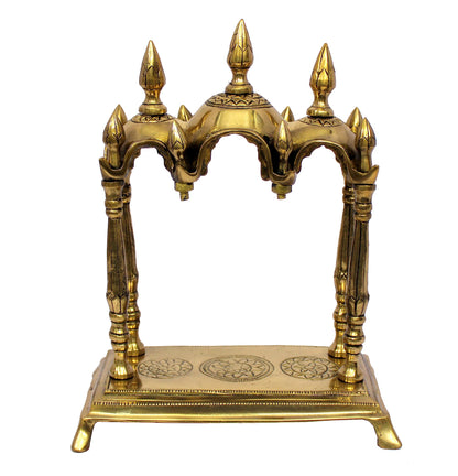 ESPLANADE - Brass 3 Domed Temple Mandir for Home - Puja Items - Home Decor - Golden - 11" Inches