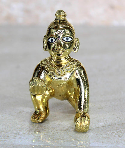 eSplanade Brass - (3") 7.5 cms - Laddoo Gopal Baby Krishna Laddu Gopal Kishan Baby Krishna Thakurji Murti Idol Statue Sculpture