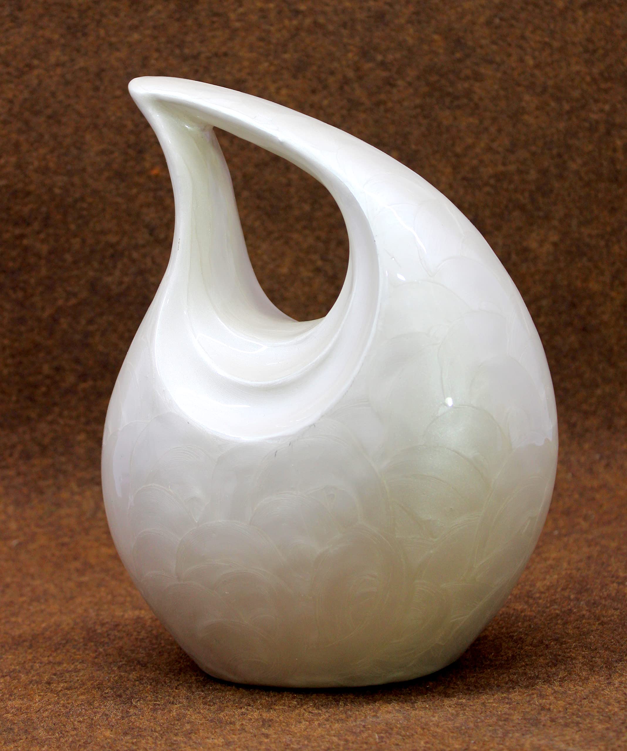 eSplanade Metal Cremation Urn Memorial Jar Pot Container | Full Size Urn for Ashes Funeral Burial | Teardrop Urns | Grey & white- 10" Inches