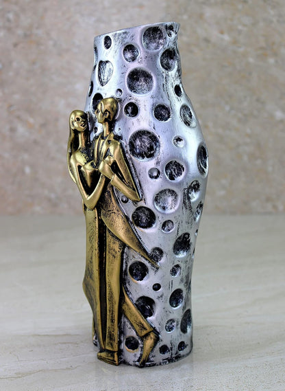 eSplanade Flower Vase Flower Pot Holder Decorative Showpiece - Home Decor - Resin - Copper-Grey - 9.5" Inches