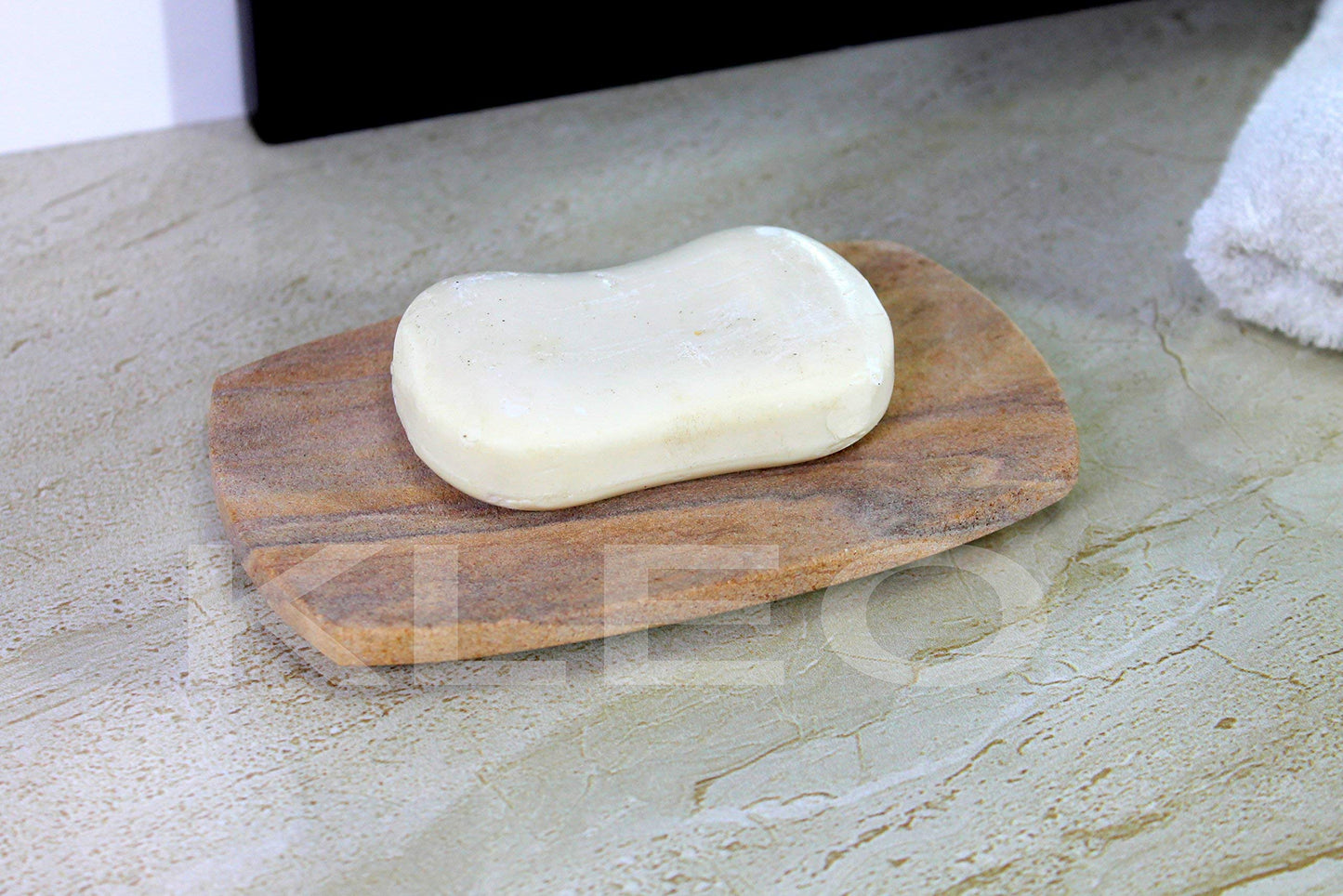 Natural Water Absorbent & Rigged Soap Dish Soap Holder made of Natural Stone - Unique Bath Bathroom Accessories (Vertically Ridged)