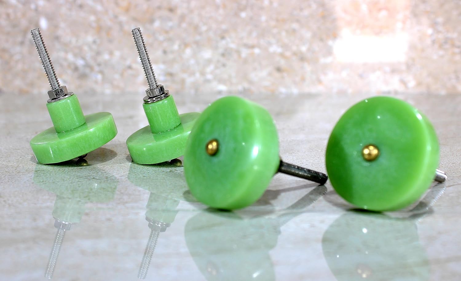 eSplanade Cupboard Drawer Door Acrylic Knobs - Set of 4 | Drawer Handles Cupboard Pulls Almirah Hooks | Acrylic Plastic - Diameter 4 cms (Green)