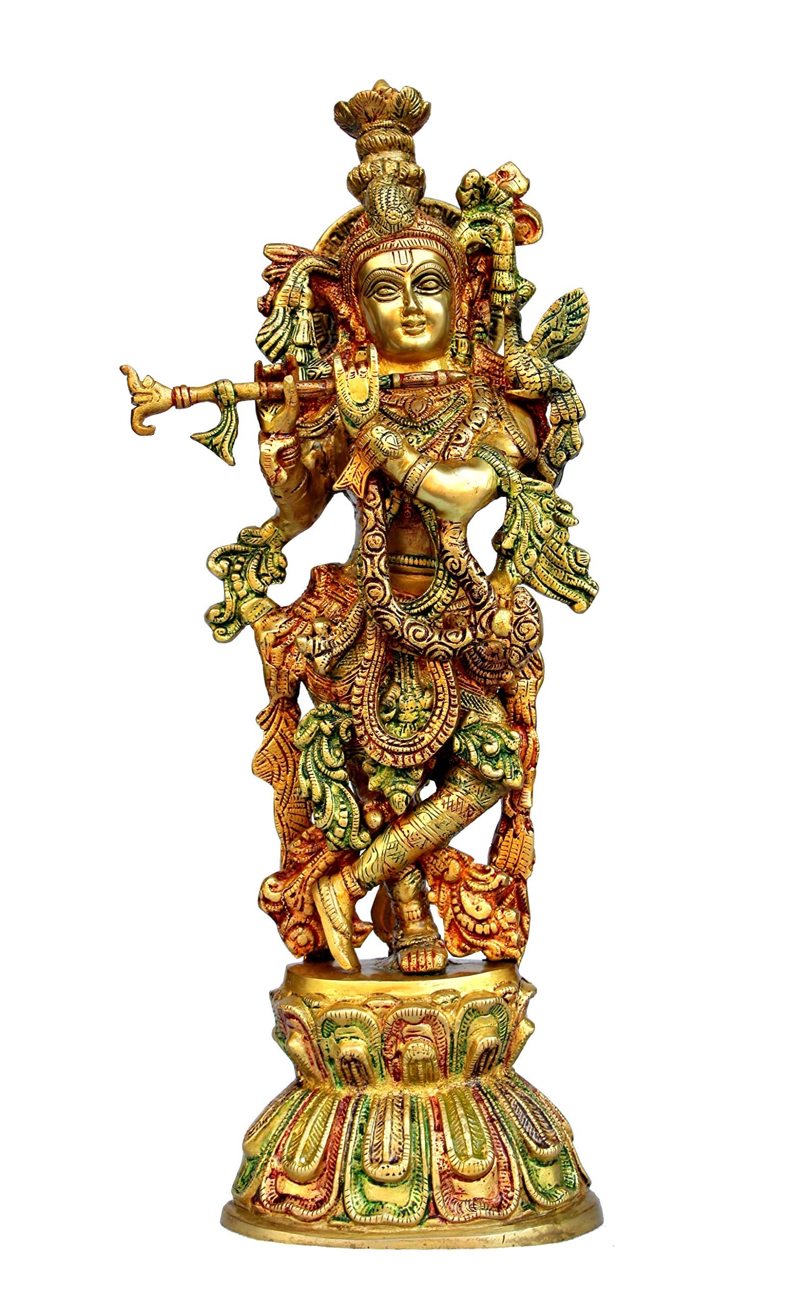 eSplanade Brass Radha Krishna Kishan Murti Idol Statue Sculpture | Pooja Idols | Home Decor (18 Inch)
