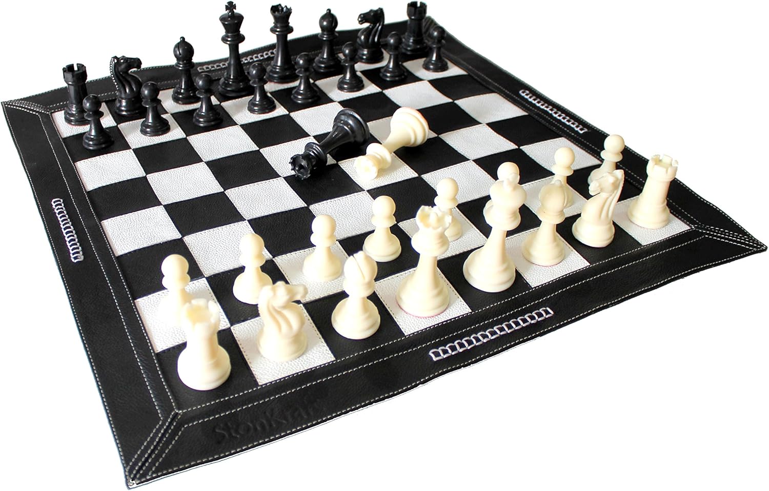StonKraft - Big Size 19" x 19" Genuine Leather Chess Board | Roll-up Tournament Chess