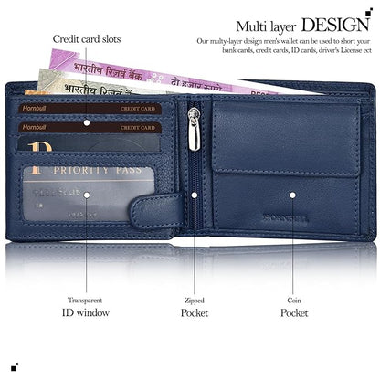HORNBULL Miller Wallet for Men | Stylist Mens Wallet with RFID Blocking | Wallet Men Genuine Leather Navy | Gift for Men