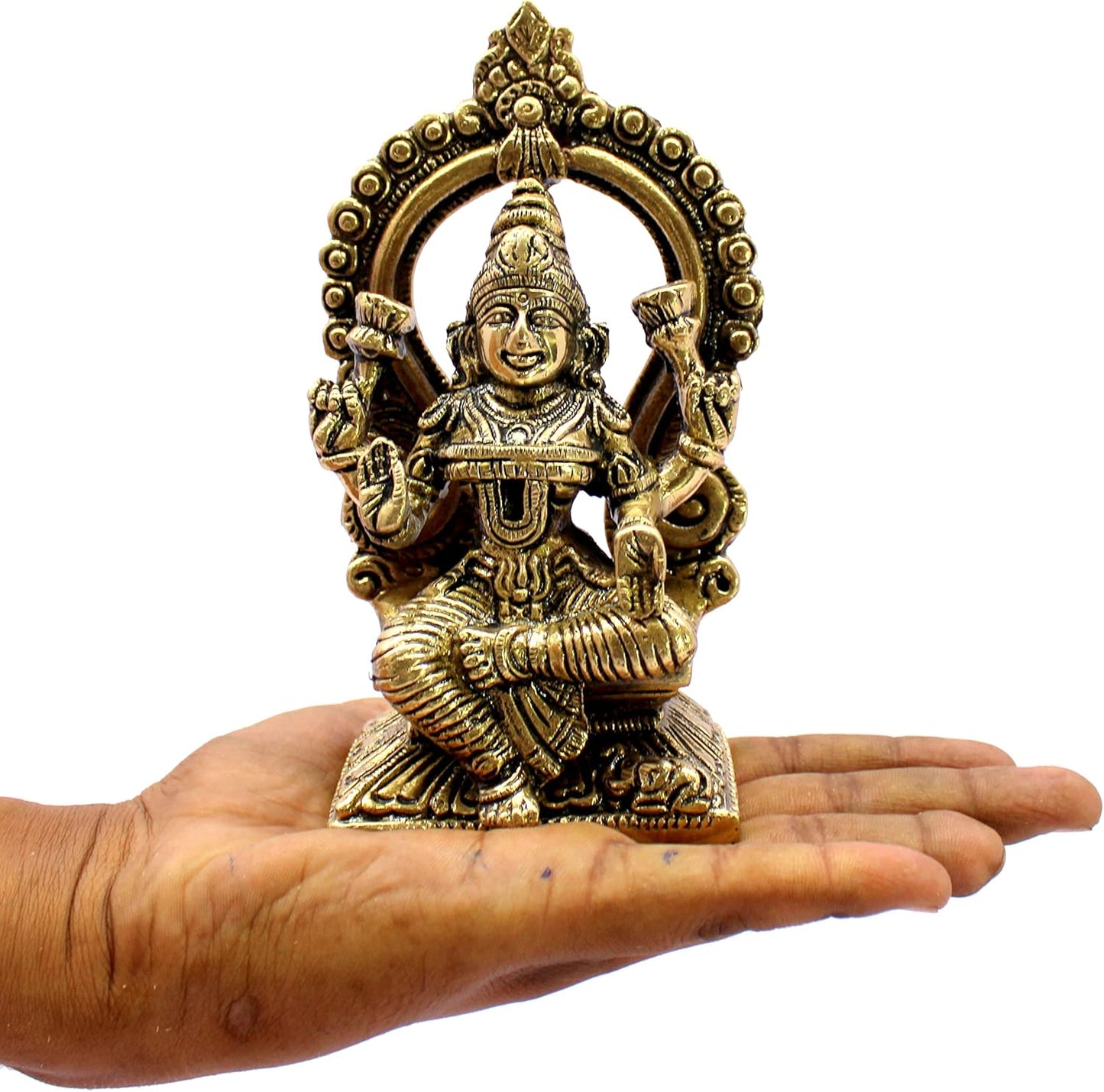 eSplanade Brass Lakshmi Laxmi Goddess Murti Idol Sculpture Statue - Pooja Idols - Home Decor - Golden - 5.9" Inches