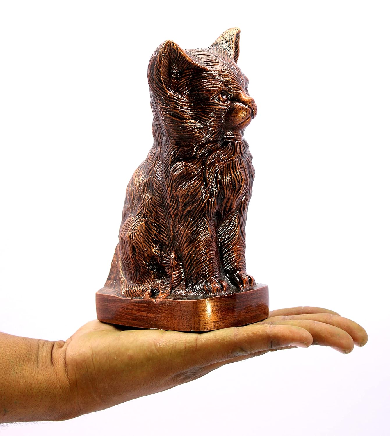 ESPLANADE- Cat kitten shape cremation urn | Memorial Human Ashes Container Jar Pot | Burial Funeral Urns | Copper- Size - 9 inches.