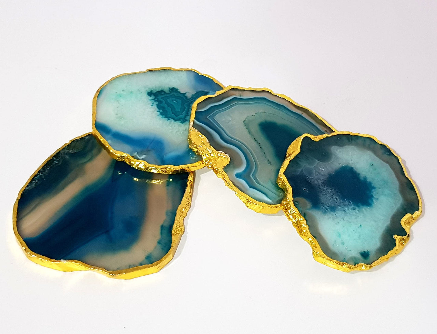 eSplanade Natural Agate Coasters Bar Beer Coffee Tea Coaster - Set of 4 Coasters - Perfect Table Accessories Tableware (Multicolour)