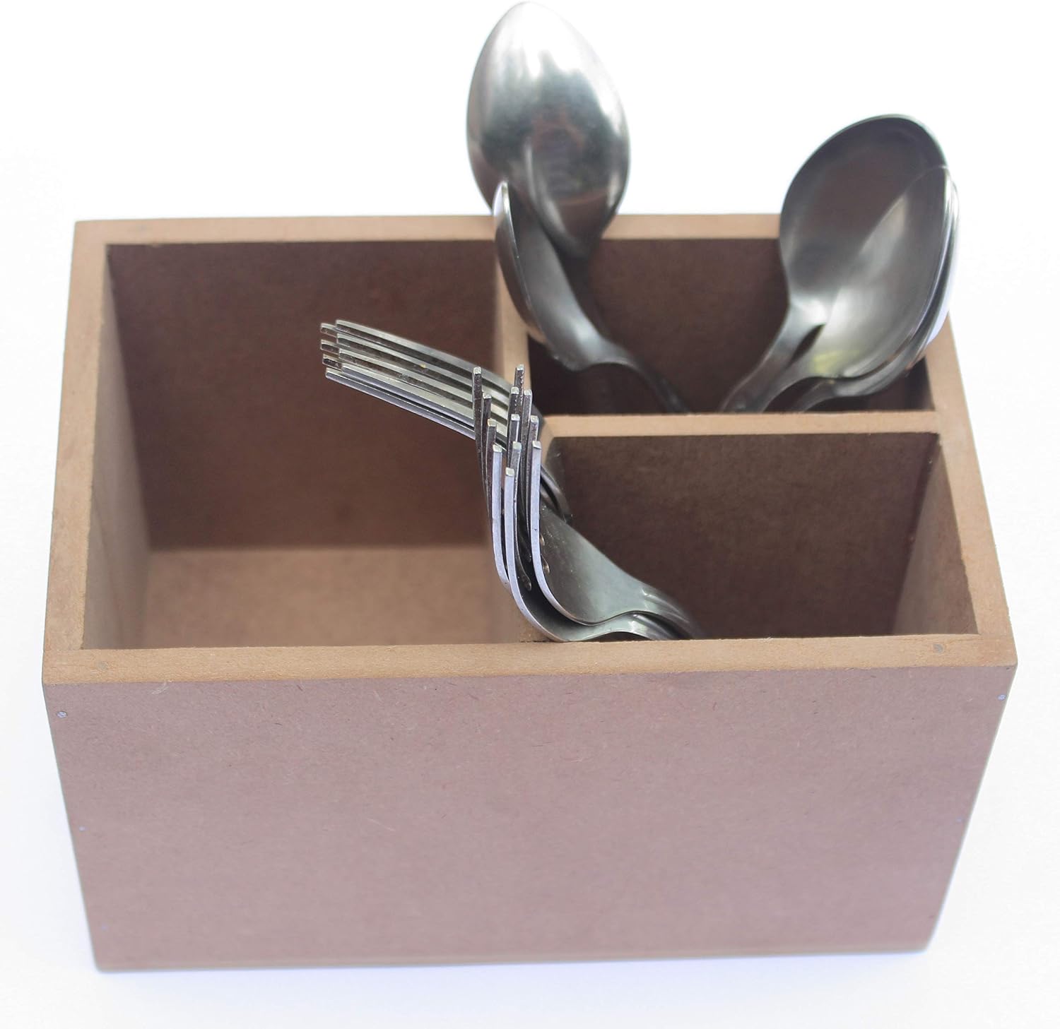 IVEI DIY MDF Multipurpose Organiser Caddy Box Craft Supplies- Plain MDF Wood Blank 3 partition Box for Painting, Wooden Sheet Craft, Decoupage, Resin Art Work & Decoration