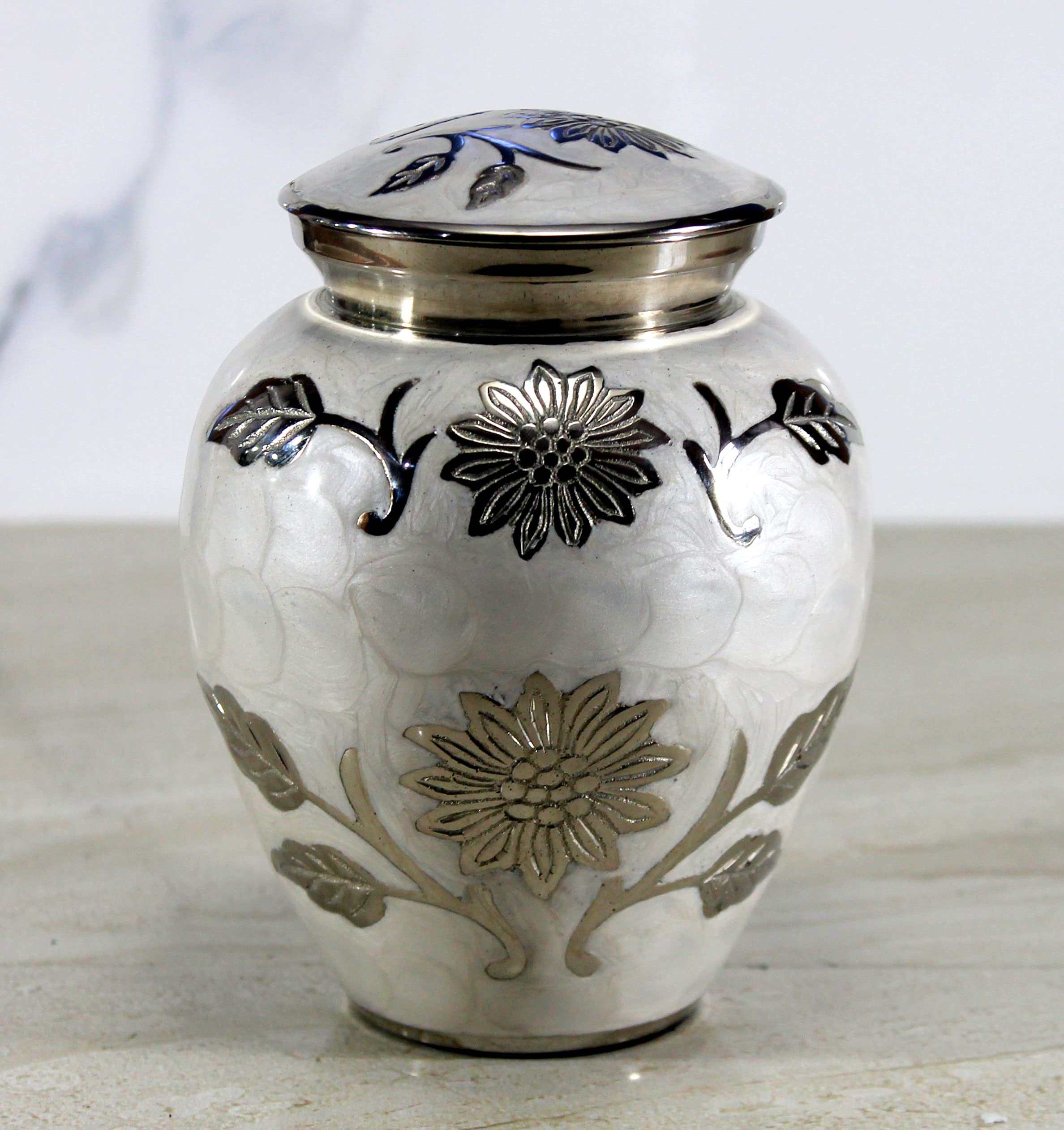 eSplanade Metal Cremation Urn Memorial Jar Pot Container | Medium Size Urn for Funeral Ashes Burial | Engraved Metal Urn