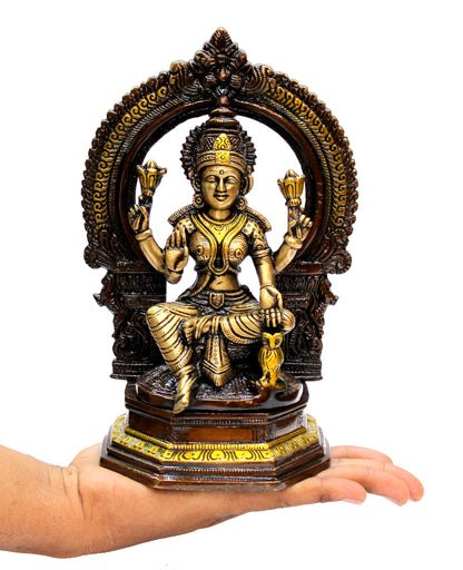 eSplanade Brass Laxmi Lakshmi Goddess Murti Idol Statue Figurine Sculpture | Pooja Idols - Home Decor | Golden - 6.75" Inches