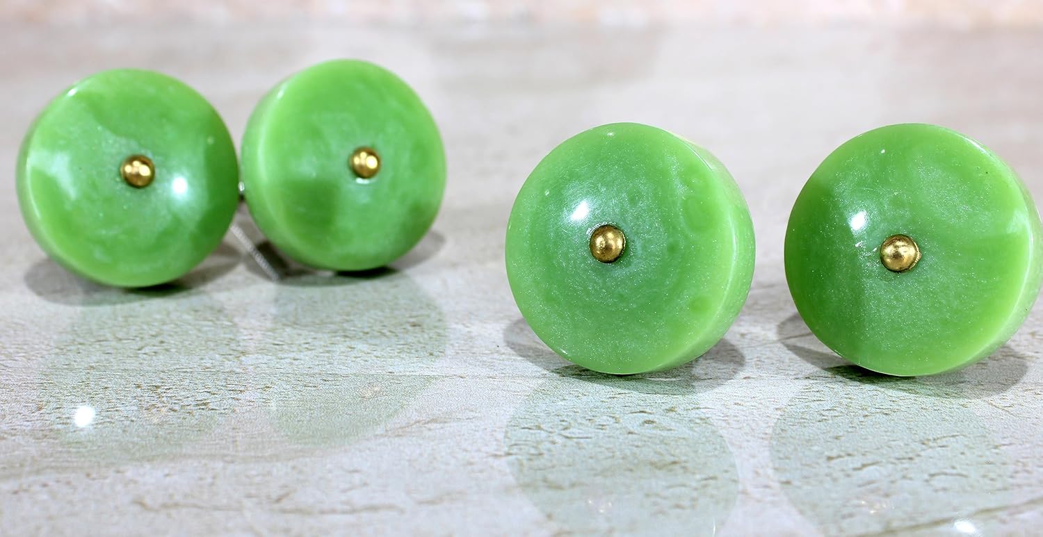 eSplanade Cupboard Drawer Door Acrylic Knobs - Set of 4 | Drawer Handles Cupboard Pulls Almirah Hooks | Acrylic Plastic - Diameter 4 cms (Green)