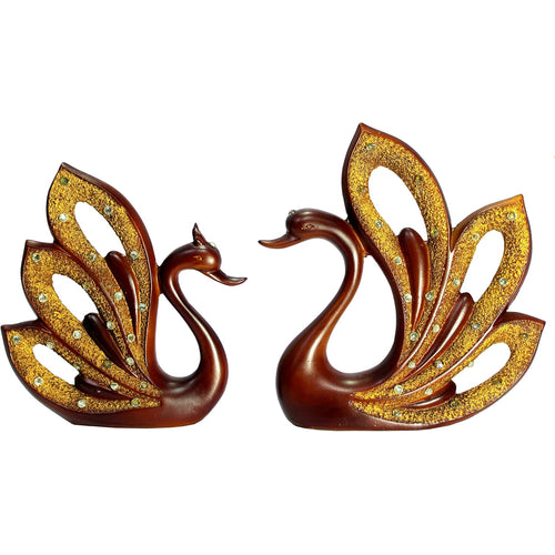 eSplanade Duck/Swan Pair - Set of 2 - Decorative Sculpture Showpiece | Decorative Items - Home Decor | Resin - 8.5