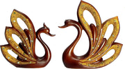 eSplanade Duck/Swan Pair - Set of 2 - Decorative Sculpture Showpiece | Decorative Items - Home Decor | Resin - 8.5" Inches - Brown