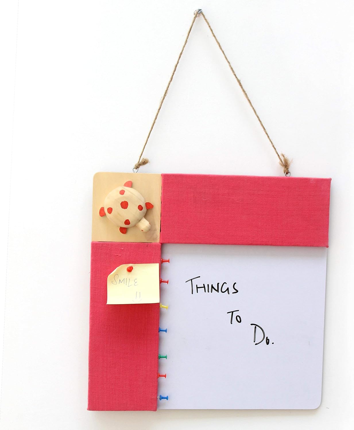 IVEI Pink pin Board and whiteboard Combination - Dry Erase Board - Bulletin Board - Innovative Organizer - for Kids and Adults - Handcrafted Turtle